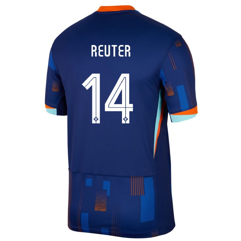 Danxen Hombre Camiseta Países Bajos Frederick Reuter #14 Azul 2ª Equipación 24-26 La Camisa México