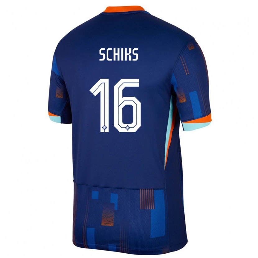 Danxen Hombre Camiseta Países Bajos Niek Schiks #16 Azul 2ª Equipación 24-26 La Camisa México