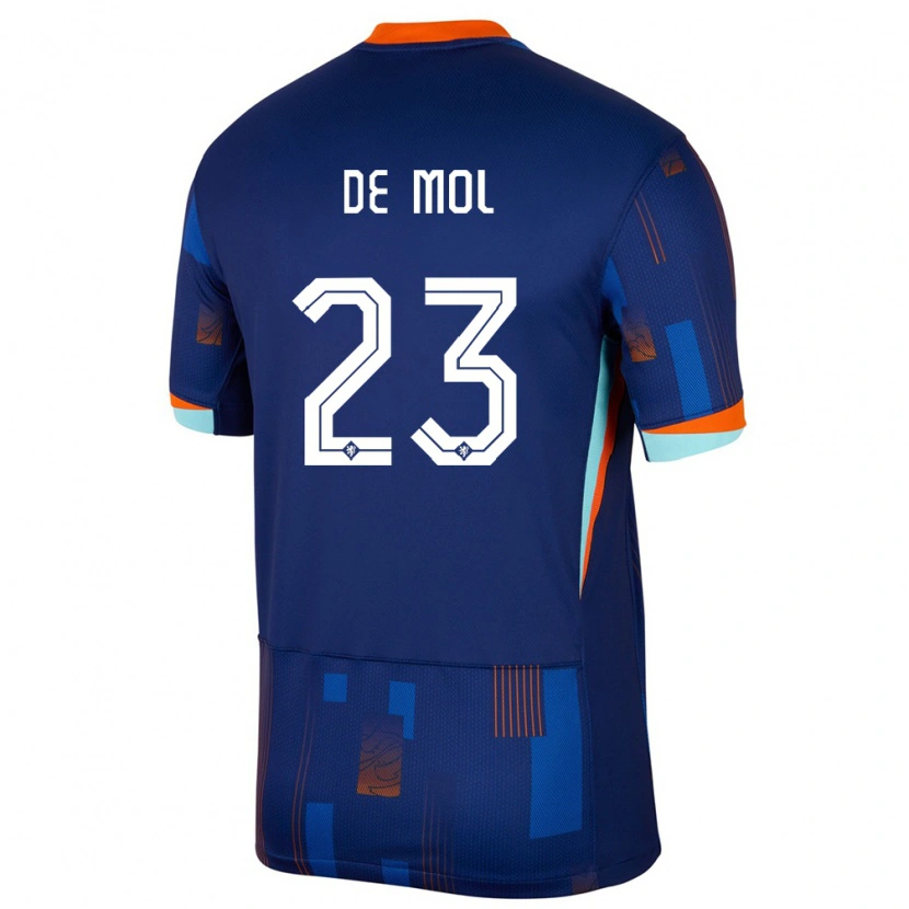 Danxen Hombre Camiseta Países Bajos Stenn De Mol #23 Azul 2ª Equipación 24-26 La Camisa México