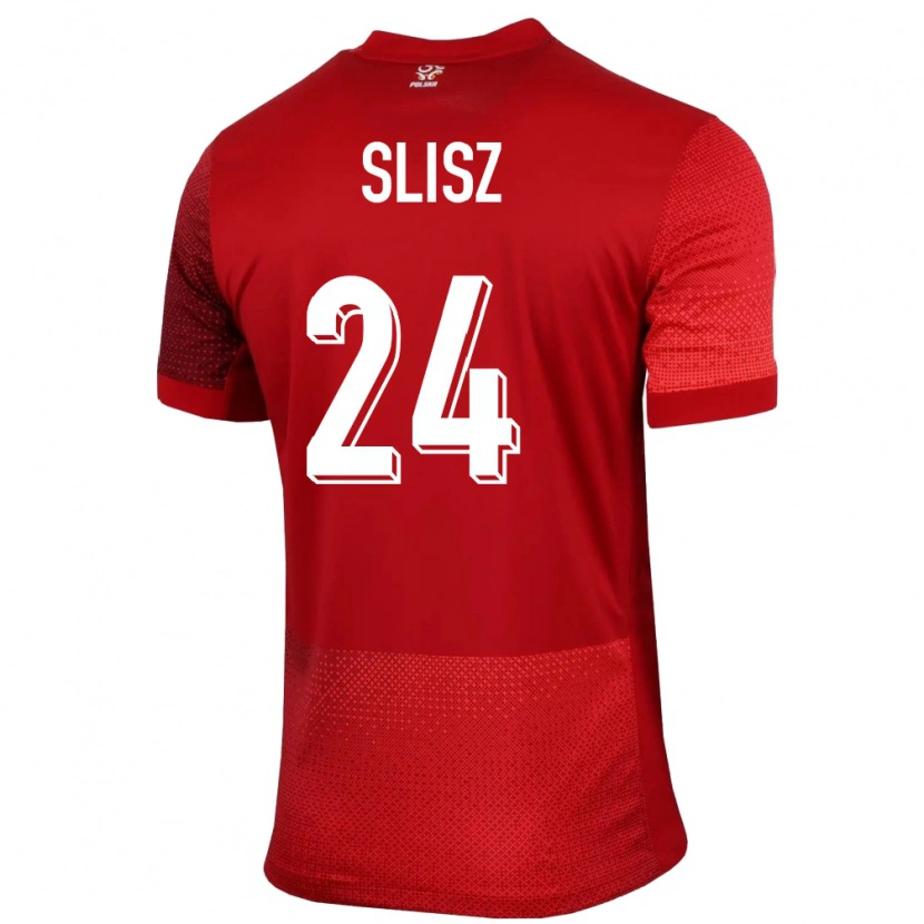Danxen Hombre Camiseta Polonia Bartosz Slisz #24 Rojo 2ª Equipación 24-26 La Camisa México