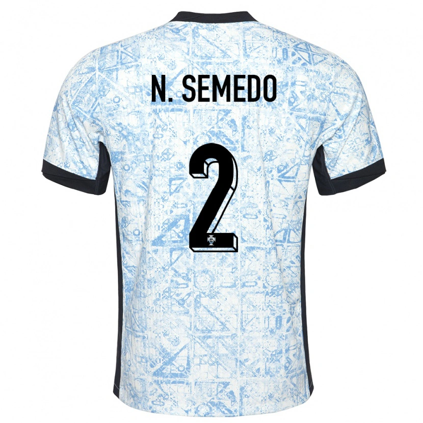 Danxen Hombre Camiseta Portugal Nélson Semedo #2 Crema Azul 2ª Equipación 24-26 La Camisa México