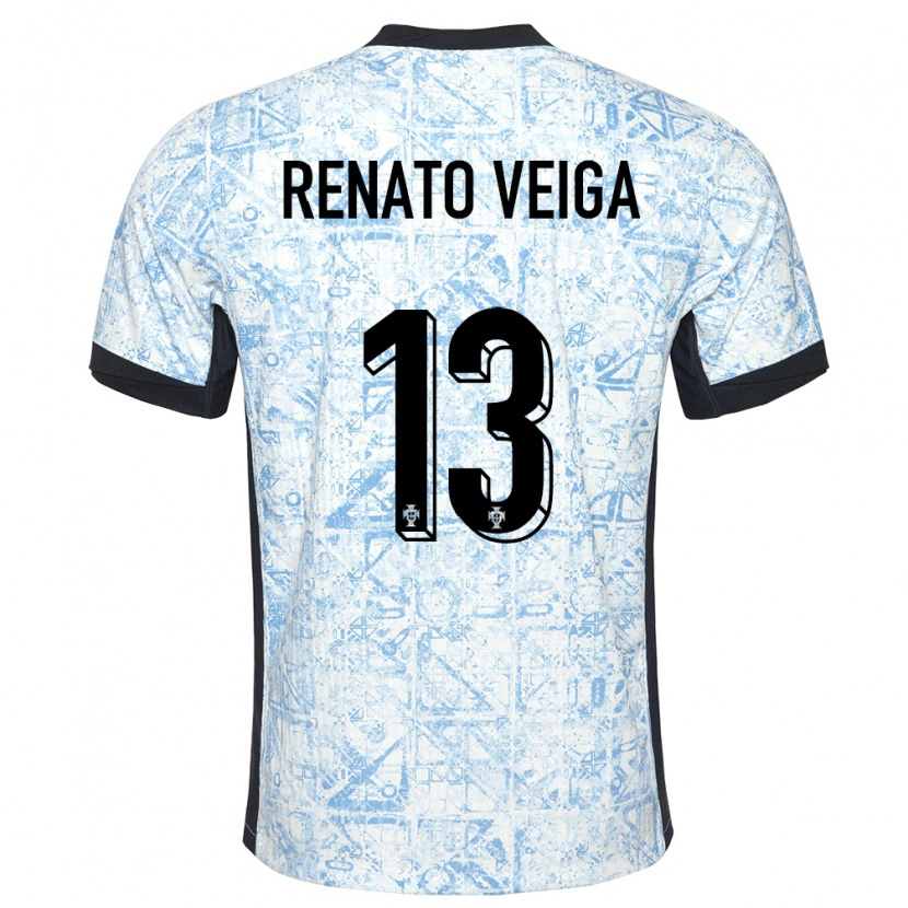 Danxen Hombre Camiseta Portugal Renato Veiga #13 Crema Azul 2ª Equipación 24-26 La Camisa México
