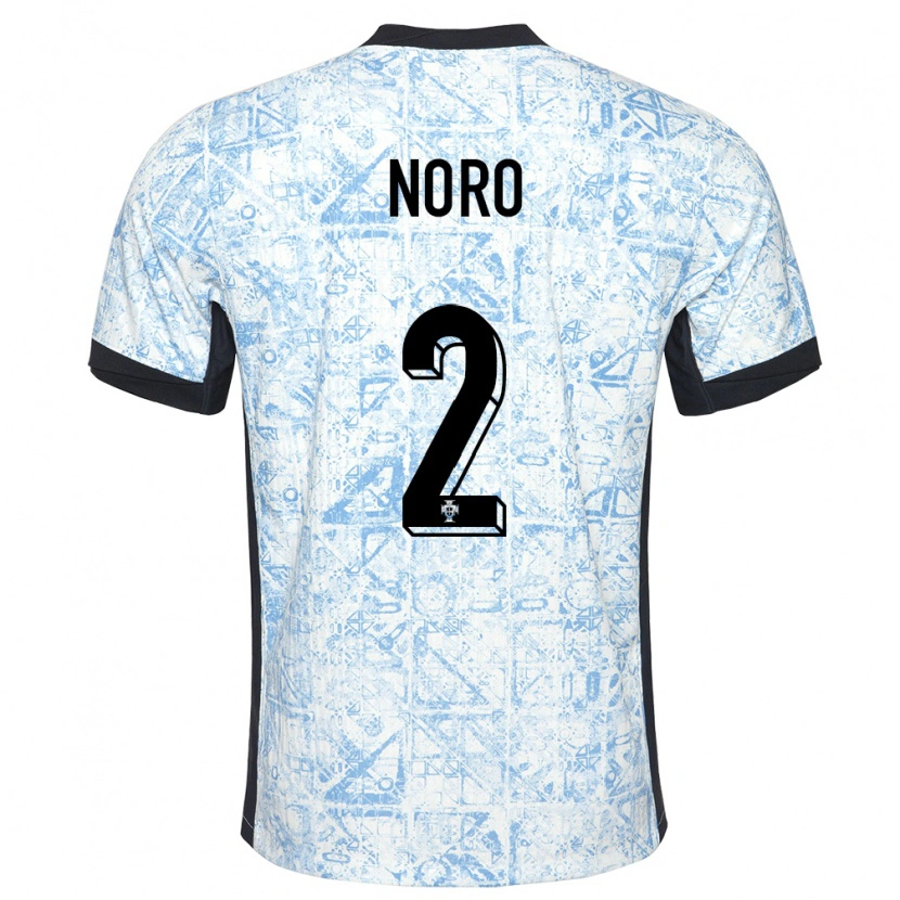Danxen Hombre Camiseta Portugal Jonatás Noro #2 Crema Azul 2ª Equipación 24-26 La Camisa México
