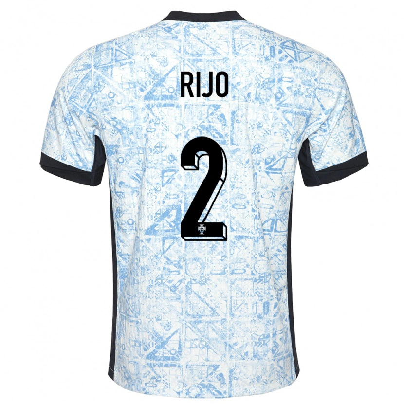 Danxen Hombre Camiseta Portugal João Rijo #2 Crema Azul 2ª Equipación 24-26 La Camisa México