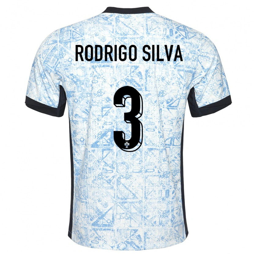 Danxen Hombre Camiseta Portugal Rodrigo Silva #3 Crema Azul 2ª Equipación 24-26 La Camisa México