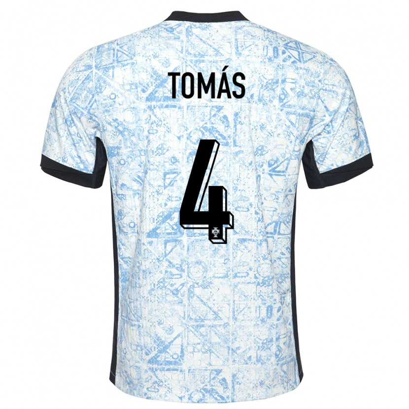 Danxen Hombre Camiseta Portugal Tomás Ferreira #4 Crema Azul 2ª Equipación 24-26 La Camisa México
