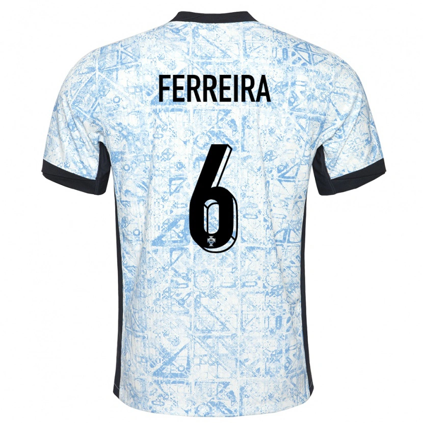 Danxen Hombre Camiseta Portugal Martim Ferreira #6 Crema Azul 2ª Equipación 24-26 La Camisa México