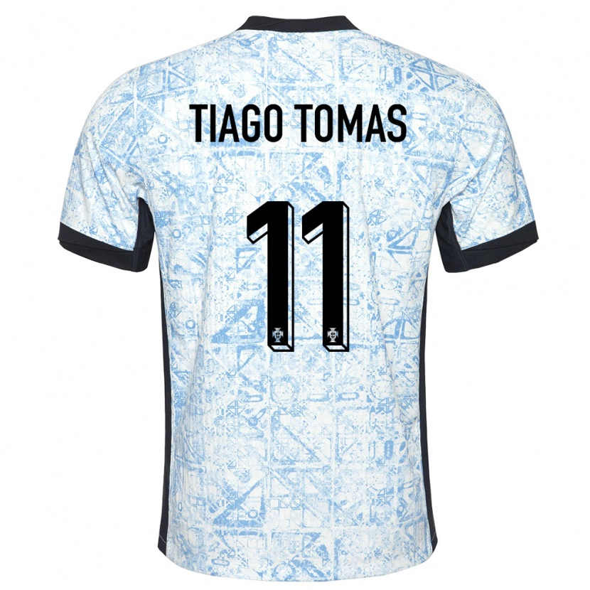 Danxen Hombre Camiseta Portugal Tiago Tomás #11 Crema Azul 2ª Equipación 24-26 La Camisa México