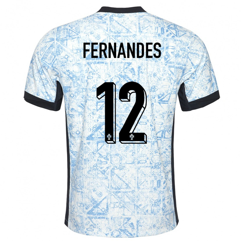 Danxen Hombre Camiseta Portugal Diogo Fernandes #12 Crema Azul 2ª Equipación 24-26 La Camisa México