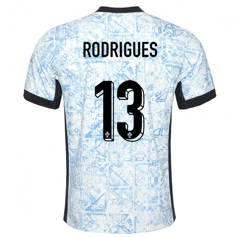 Danxen Hombre Camiseta Portugal Paulo Rodrigues #13 Crema Azul 2ª Equipación 24-26 La Camisa México