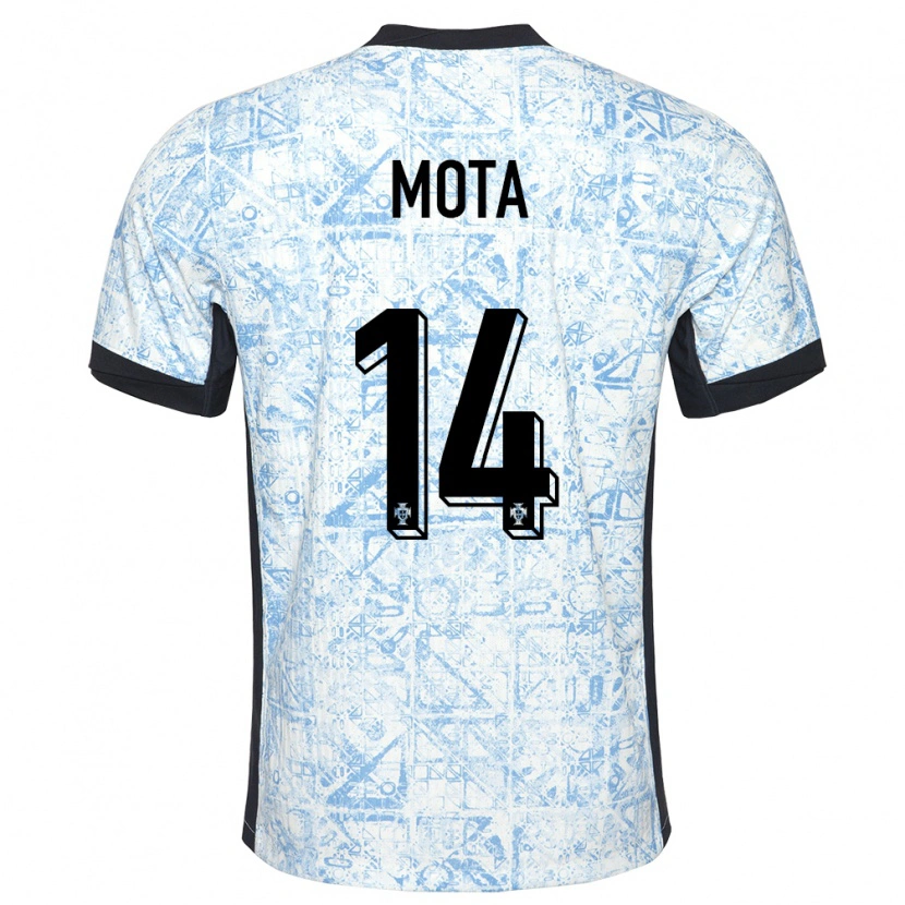 Danxen Hombre Camiseta Portugal Edgar Mota #14 Crema Azul 2ª Equipación 24-26 La Camisa México