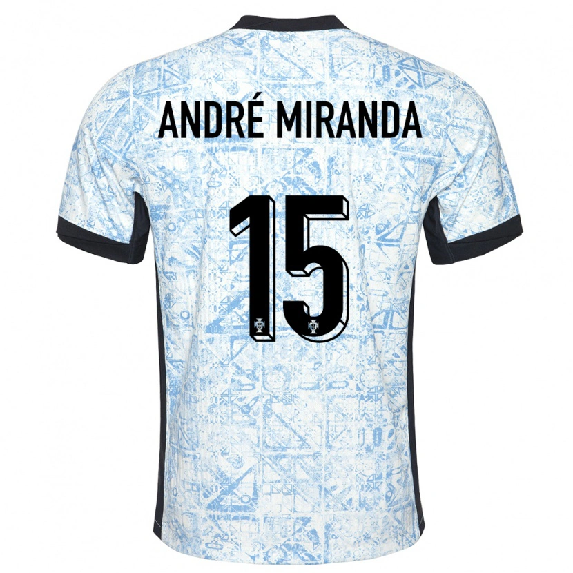 Danxen Hombre Camiseta Portugal André Miranda #15 Crema Azul 2ª Equipación 24-26 La Camisa México