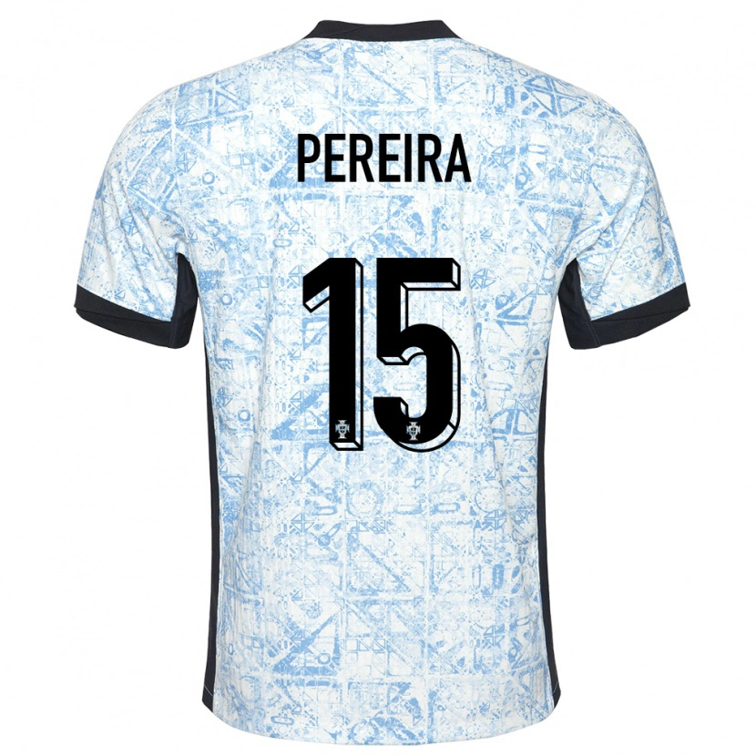 Danxen Hombre Camiseta Portugal Yoan Pereira #15 Crema Azul 2ª Equipación 24-26 La Camisa México