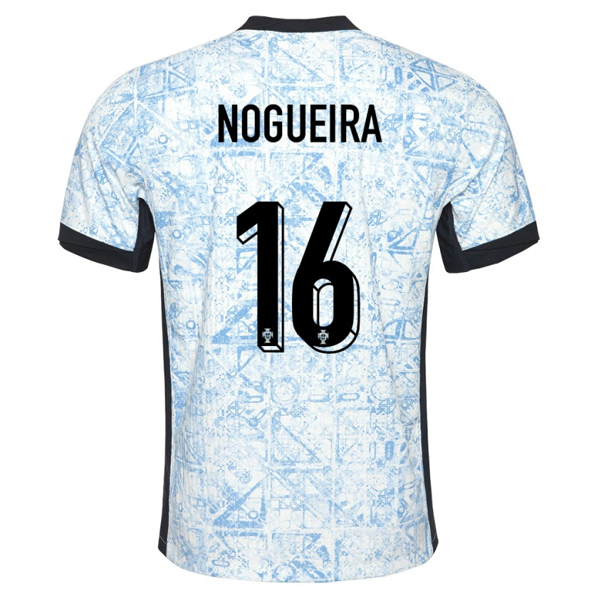 Danxen Hombre Camiseta Portugal Rodrigo Nogueira #16 Crema Azul 2ª Equipación 24-26 La Camisa México