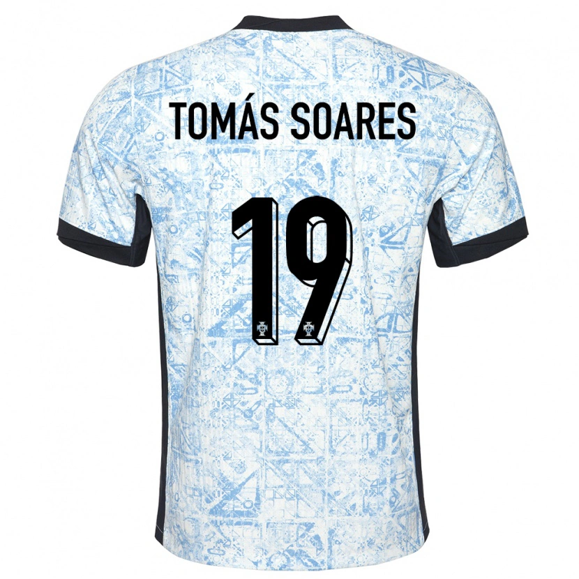 Danxen Hombre Camiseta Portugal Tomás Soares #19 Crema Azul 2ª Equipación 24-26 La Camisa México