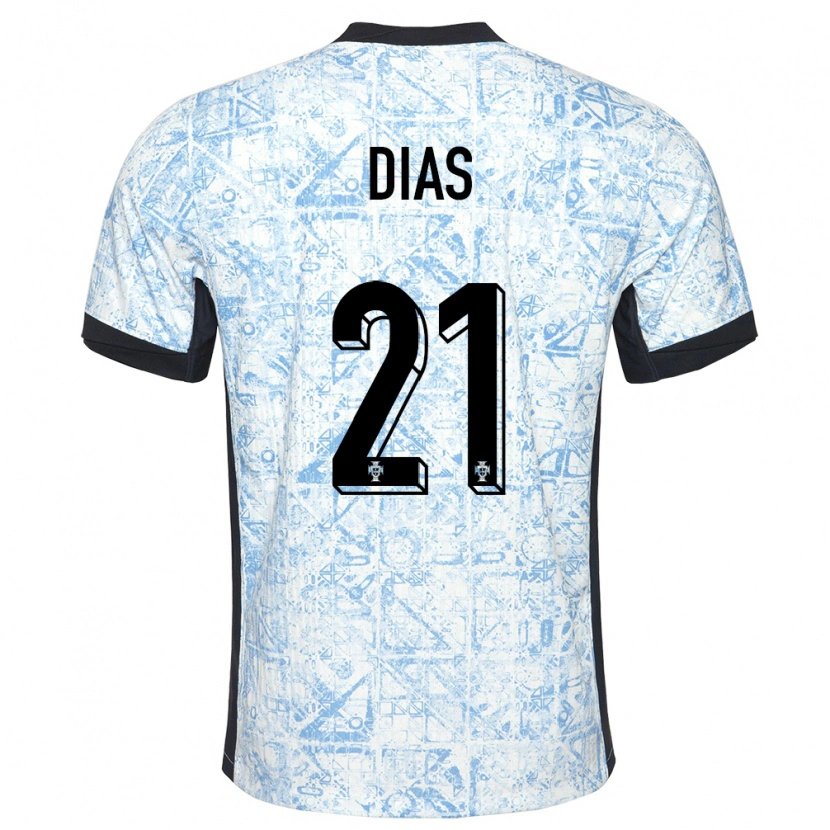 Danxen Hombre Camiseta Portugal Rodrigo Dias #21 Crema Azul 2ª Equipación 24-26 La Camisa México