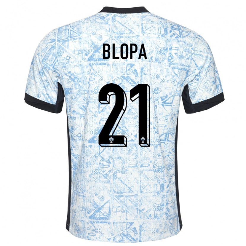 Danxen Hombre Camiseta Portugal Salvador Blopa #21 Crema Azul 2ª Equipación 24-26 La Camisa México