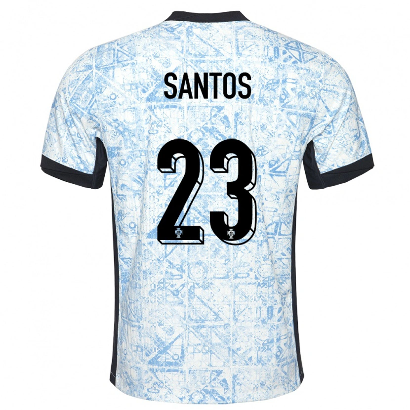 Danxen Hombre Camiseta Portugal Leandro Santos #23 Crema Azul 2ª Equipación 24-26 La Camisa México