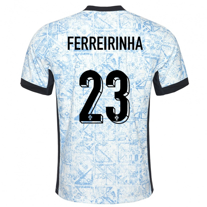 Danxen Hombre Camiseta Portugal Afonso Ferreirinha #23 Crema Azul 2ª Equipación 24-26 La Camisa México