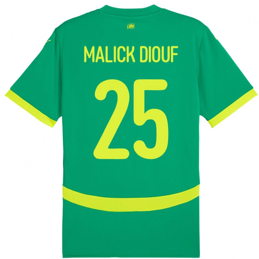 Danxen Hombre Camiseta Senegal El Hadji Malick Diouf #25 Verde 2ª Equipación 24-26 La Camisa México