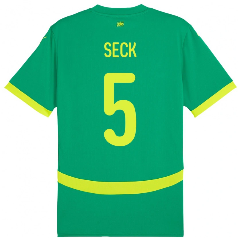 Danxen Hombre Camiseta Senegal Ibrahima Seck #5 Verde 2ª Equipación 24-26 La Camisa México