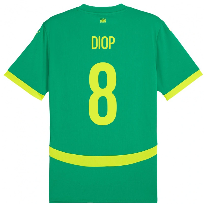 Danxen Hombre Camiseta Senegal Amidou Diop #8 Verde 2ª Equipación 24-26 La Camisa México