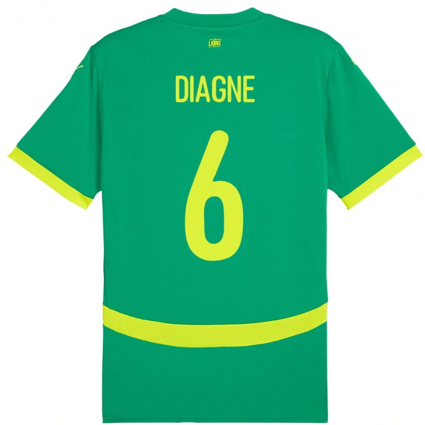 Danxen Hombre Camiseta Senegal Edmee Diagne #6 Verde 2ª Equipación 24-26 La Camisa México