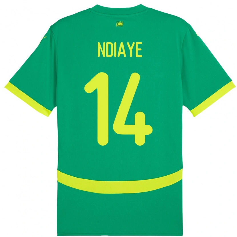 Danxen Hombre Camiseta Senegal Salimata Ndiaye #14 Verde 2ª Equipación 24-26 La Camisa México