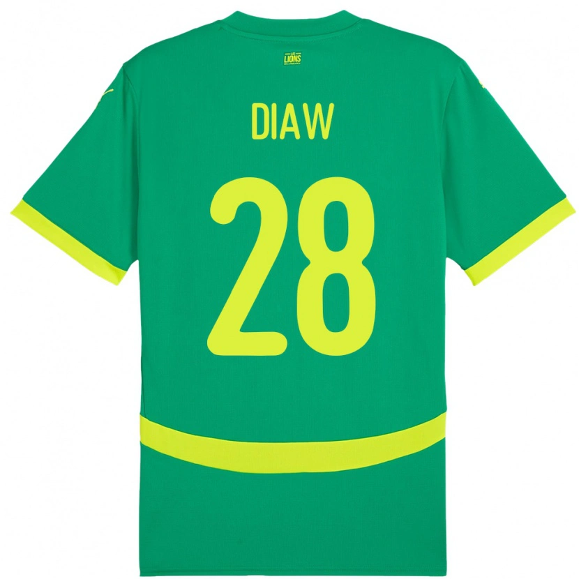 Danxen Hombre Camiseta Senegal Mory Diaw #28 Verde 2ª Equipación 24-26 La Camisa México