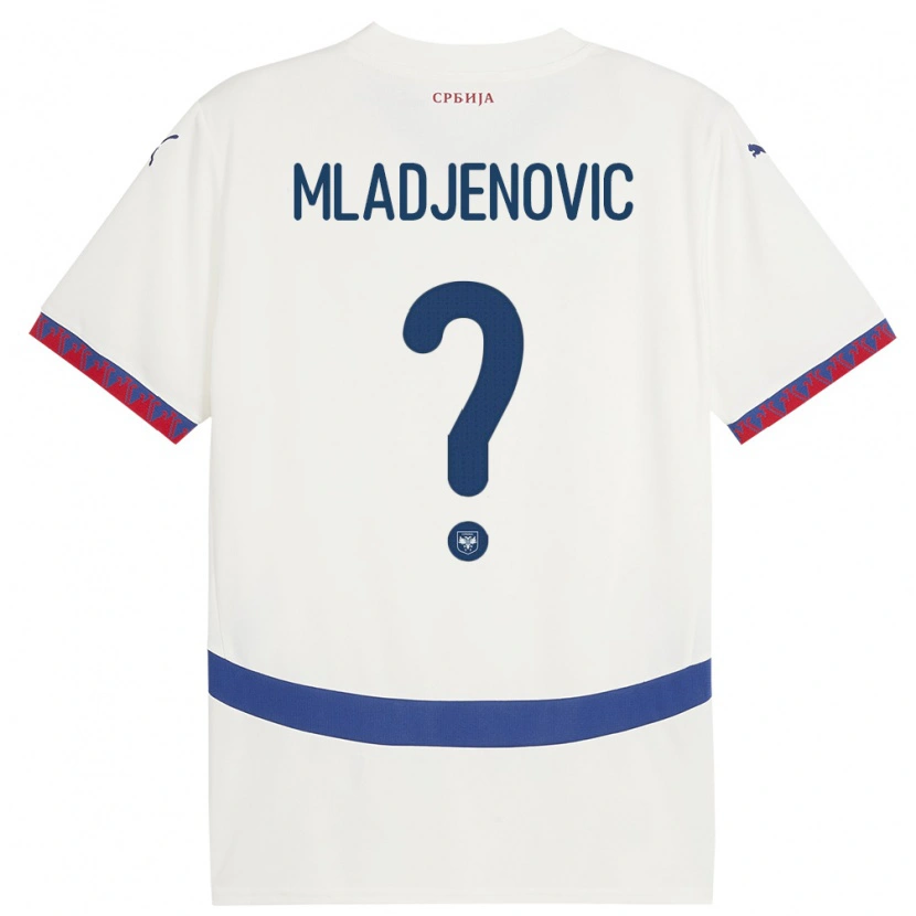 Danxen Hombre Camiseta Serbia Uros Mladjenovic #0 Blanco 2ª Equipación 24-26 La Camisa México