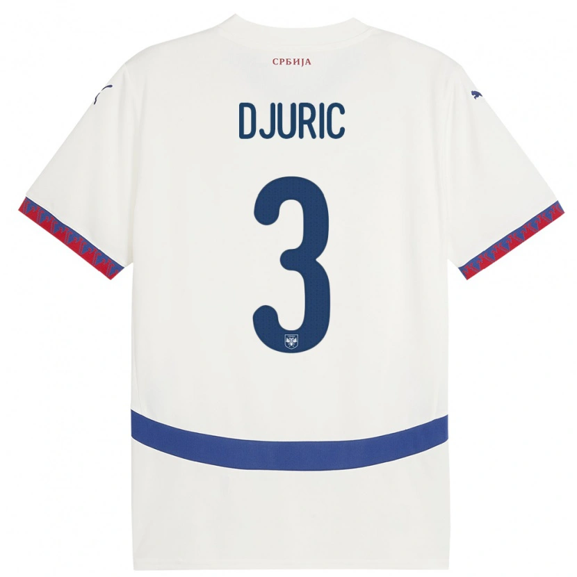 Danxen Hombre Camiseta Serbia David Djuric #3 Blanco 2ª Equipación 24-26 La Camisa México