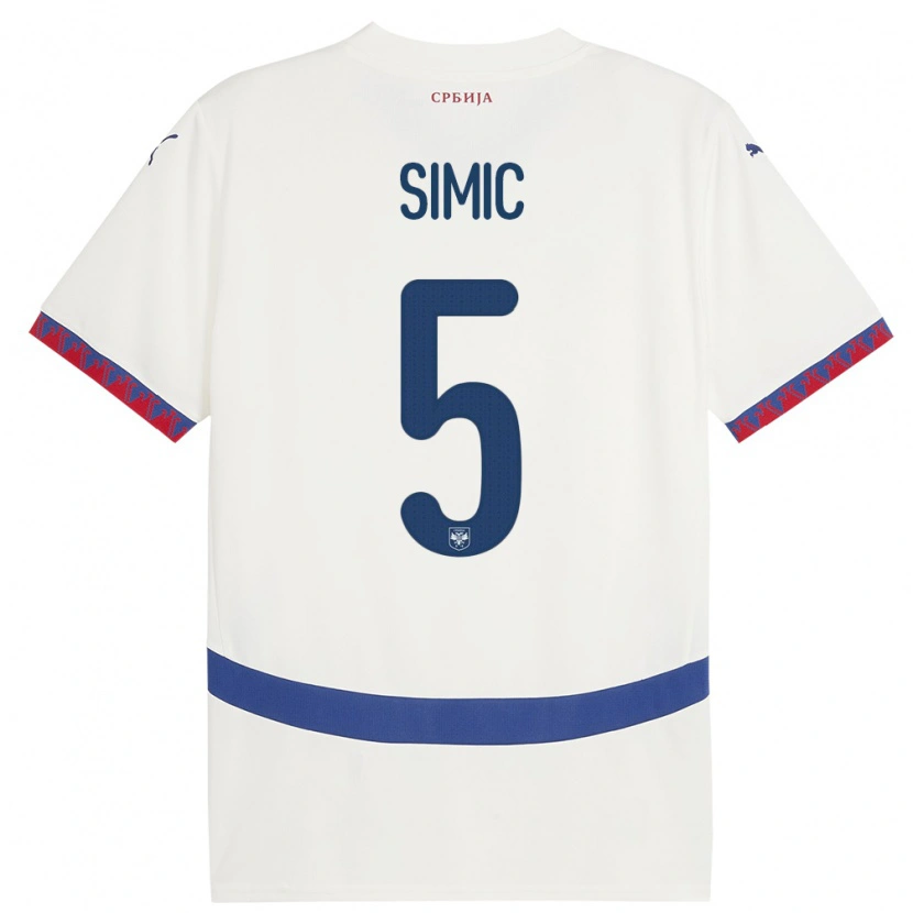 Danxen Hombre Camiseta Serbia Nikola Simic #5 Blanco 2ª Equipación 24-26 La Camisa México