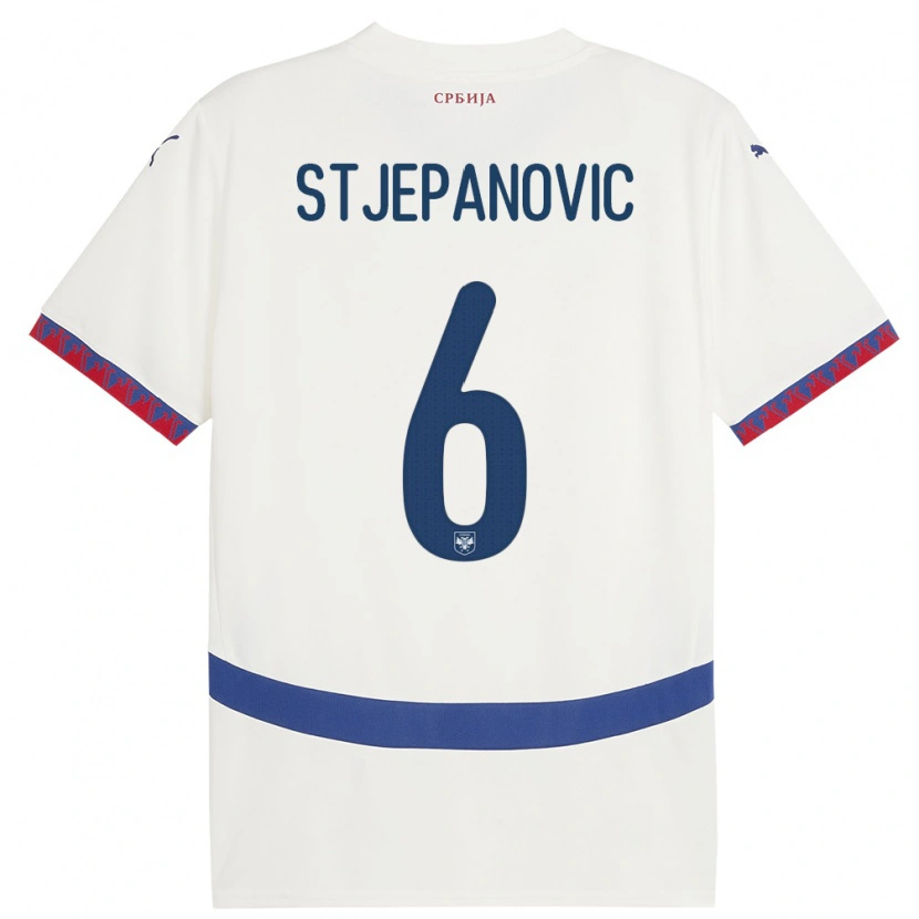Danxen Hombre Camiseta Serbia Mateja Stjepanovic #6 Blanco 2ª Equipación 24-26 La Camisa México