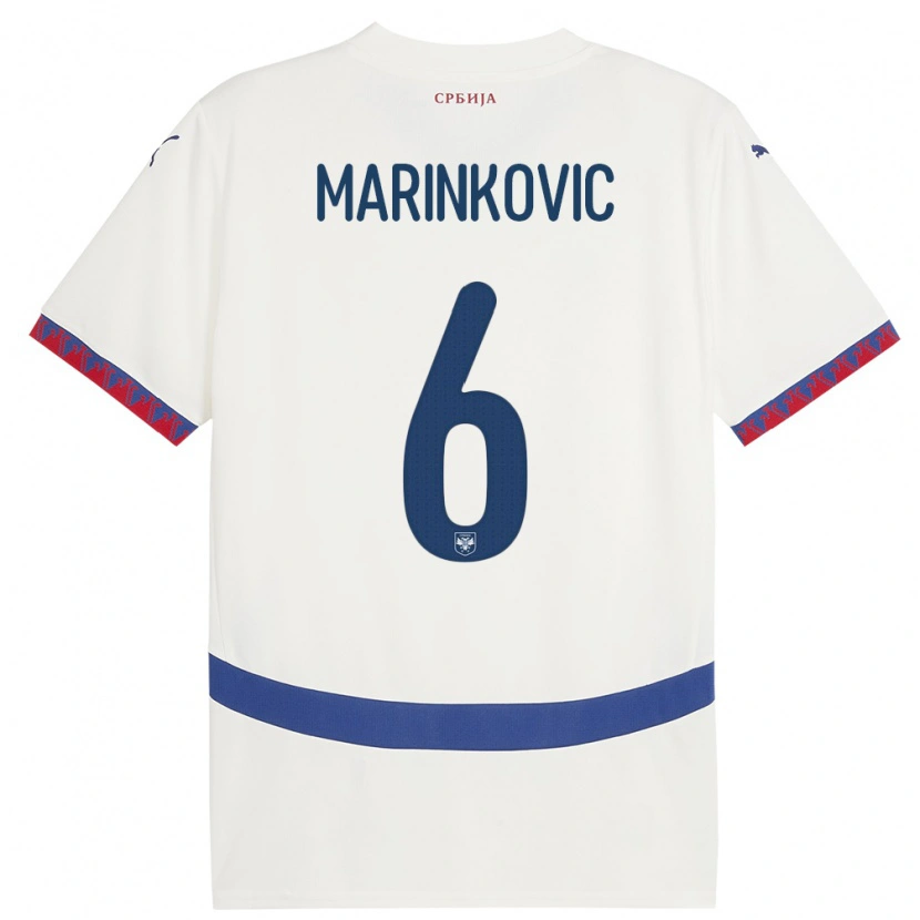 Danxen Hombre Camiseta Serbia Vojin Marinkovic #6 Blanco 2ª Equipación 24-26 La Camisa México