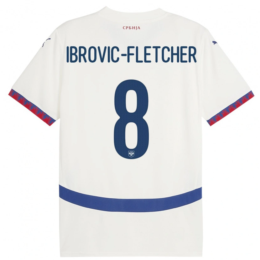 Danxen Hombre Camiseta Serbia Edward Ibrovic-Fletcher #8 Blanco 2ª Equipación 24-26 La Camisa México