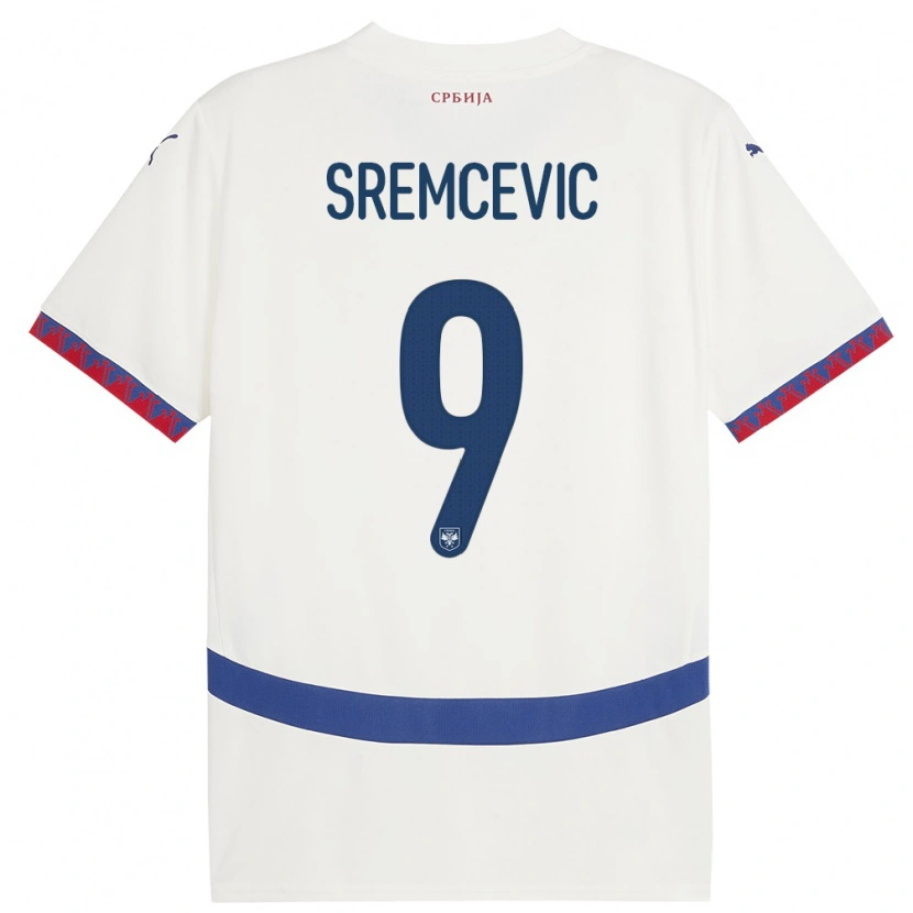 Danxen Hombre Camiseta Serbia Uros Sremcevic #9 Blanco 2ª Equipación 24-26 La Camisa México