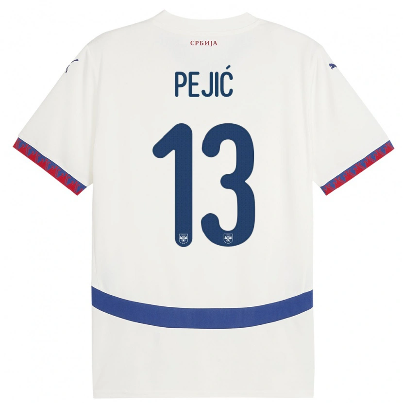 Danxen Hombre Camiseta Serbia Danilo Pejić #13 Blanco 2ª Equipación 24-26 La Camisa México