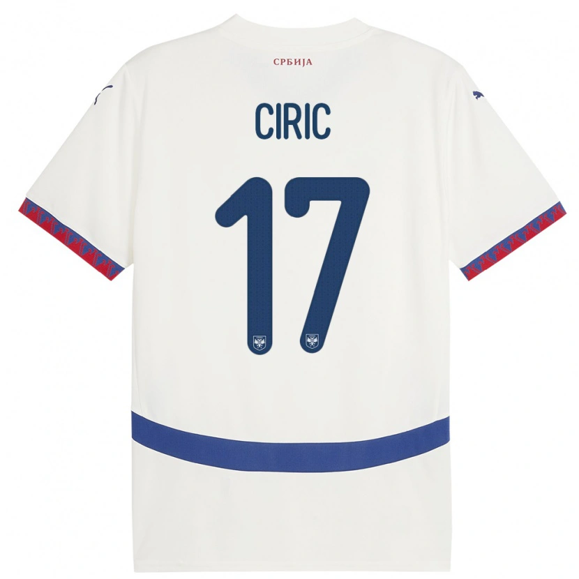Danxen Hombre Camiseta Serbia Jovan Ciric #17 Blanco 2ª Equipación 24-26 La Camisa México
