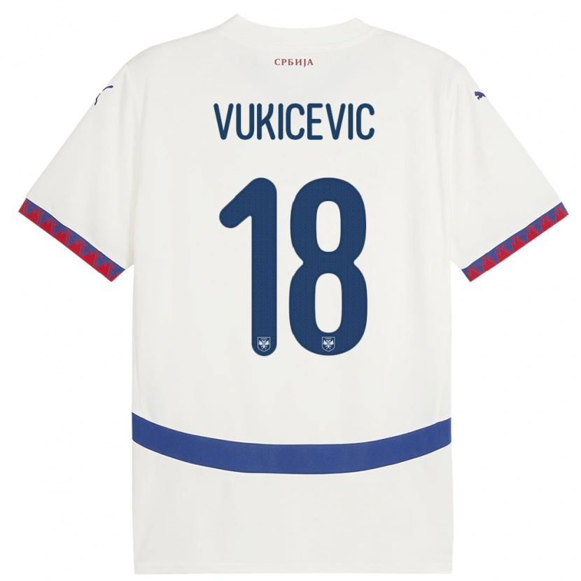 Danxen Hombre Camiseta Serbia Aleksej Vukicevic #18 Blanco 2ª Equipación 24-26 La Camisa México