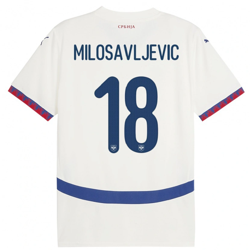 Danxen Hombre Camiseta Serbia Jovan Milosavljevic #18 Blanco 2ª Equipación 24-26 La Camisa México