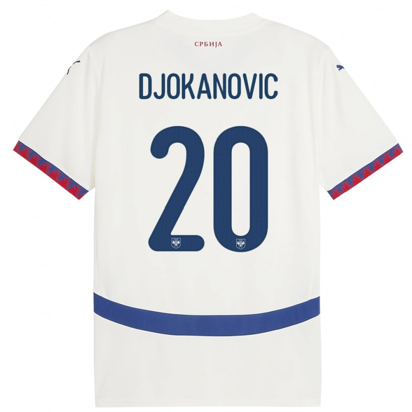 Danxen Hombre Camiseta Serbia Damjan Djokanovic #20 Blanco 2ª Equipación 24-26 La Camisa México
