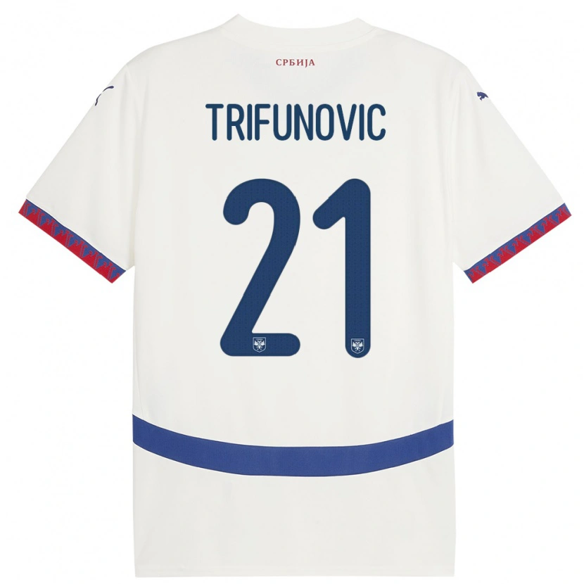 Danxen Hombre Camiseta Serbia Nemanja Trifunovic #21 Blanco 2ª Equipación 24-26 La Camisa México