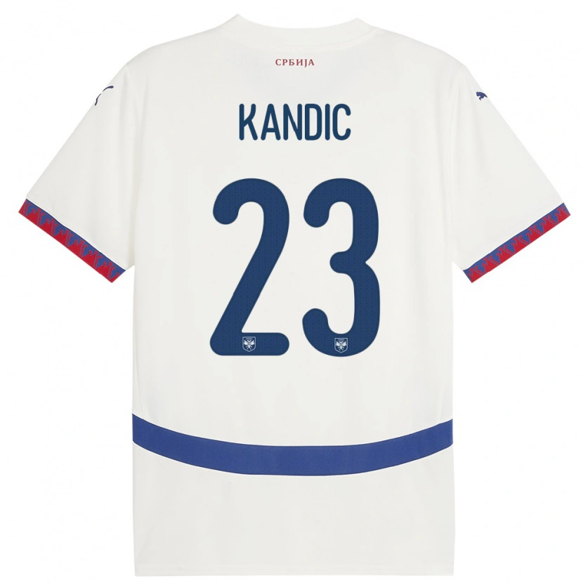 Danxen Hombre Camiseta Serbia Marko Kandic #23 Blanco 2ª Equipación 24-26 La Camisa México