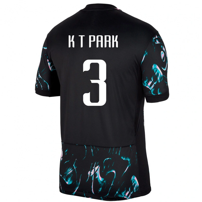 Danxen Hombre Camiseta Corea Del Sur Kyeong-Taek Park #3 Negro 2ª Equipación 24-26 La Camisa México