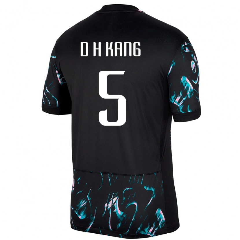Danxen Hombre Camiseta Corea Del Sur Dong-Hwi Kang #5 Negro 2ª Equipación 24-26 La Camisa México