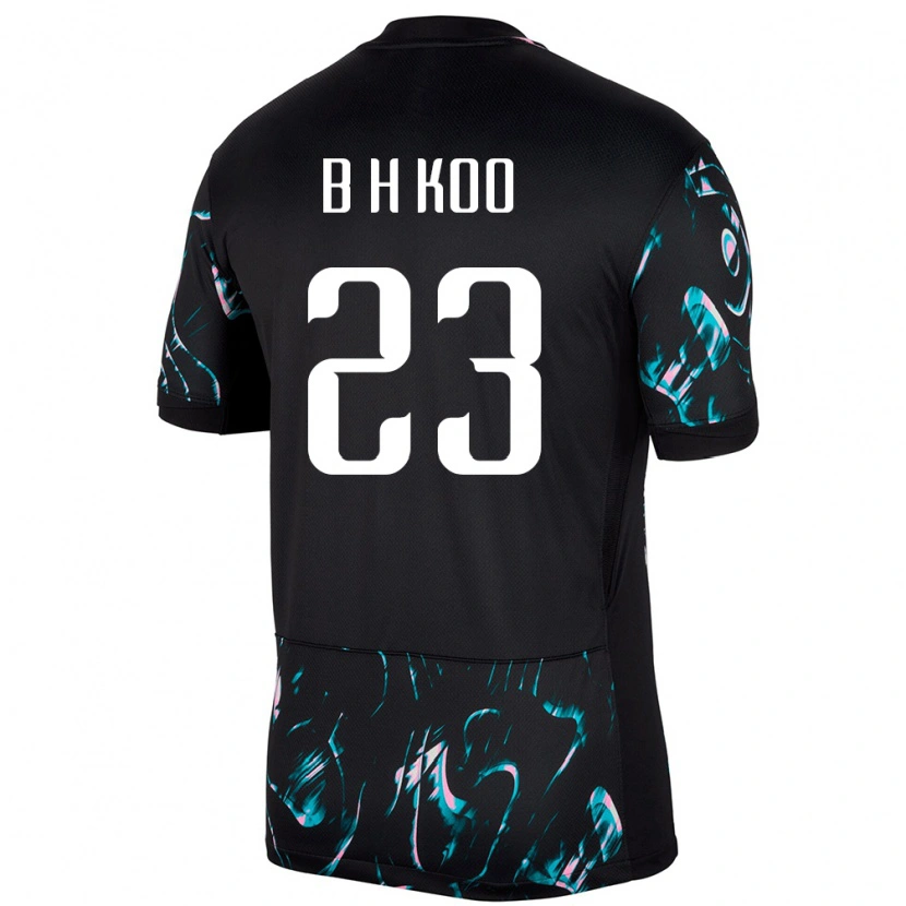 Danxen Hombre Camiseta Corea Del Sur Hyeon-Bin Koo #23 Negro 2ª Equipación 24-26 La Camisa México