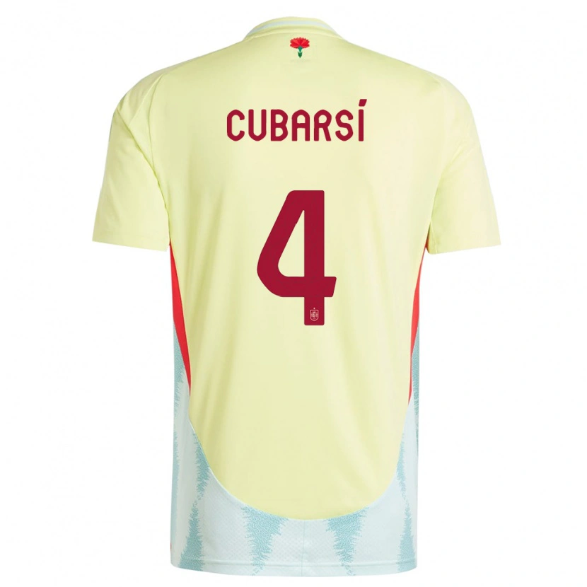 Danxen Hombre Camiseta España Pau Cubarsí #4 Amarillo 2ª Equipación 24-26 La Camisa México
