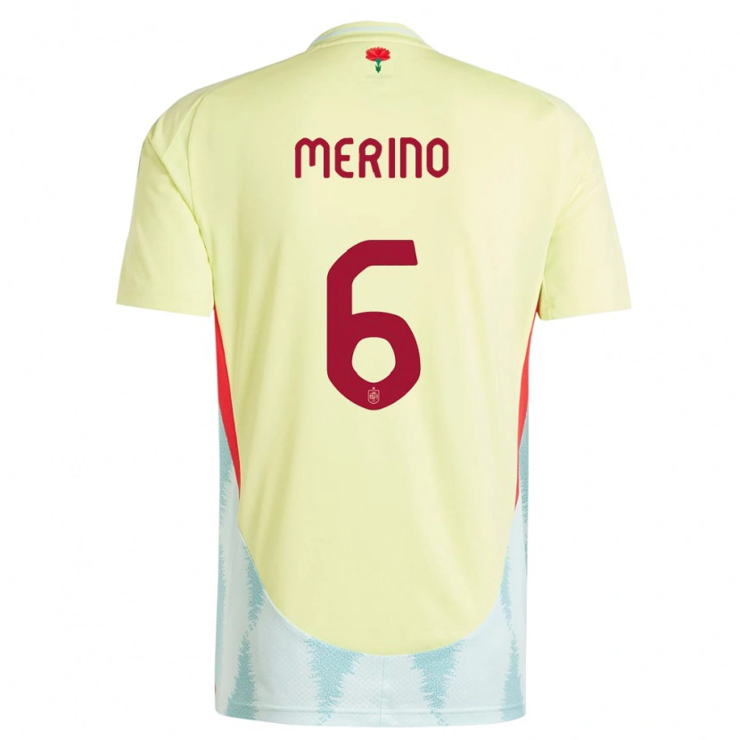 Danxen Hombre Camiseta España Mikel Merino #6 Amarillo 2ª Equipación 24-26 La Camisa México