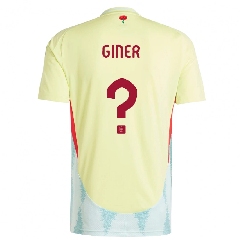 Danxen Hombre Camiseta España Hugo Giner #0 Amarillo 2ª Equipación 24-26 La Camisa México
