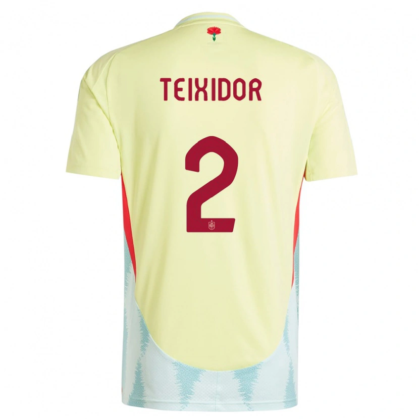 Danxen Hombre Camiseta España Nil Teixidor #2 Amarillo 2ª Equipación 24-26 La Camisa México